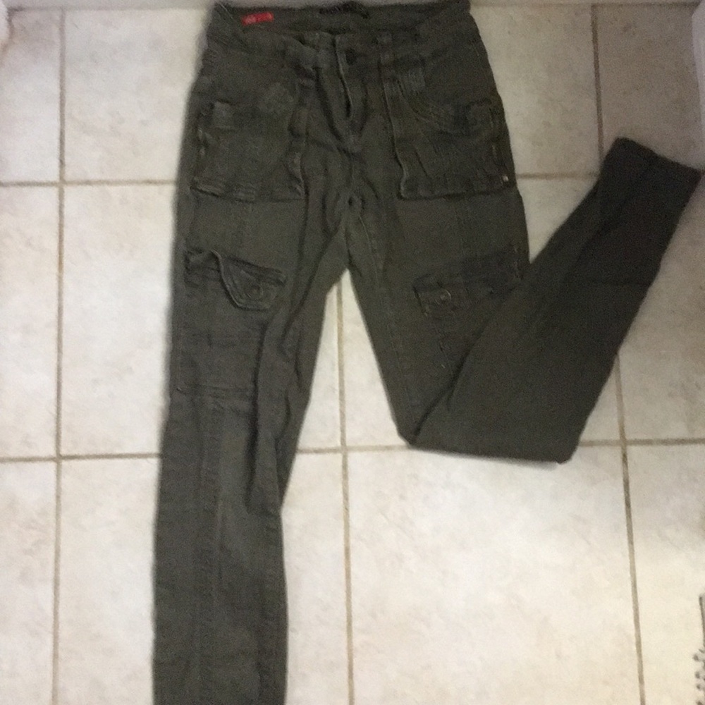 Navy green skinny jeans